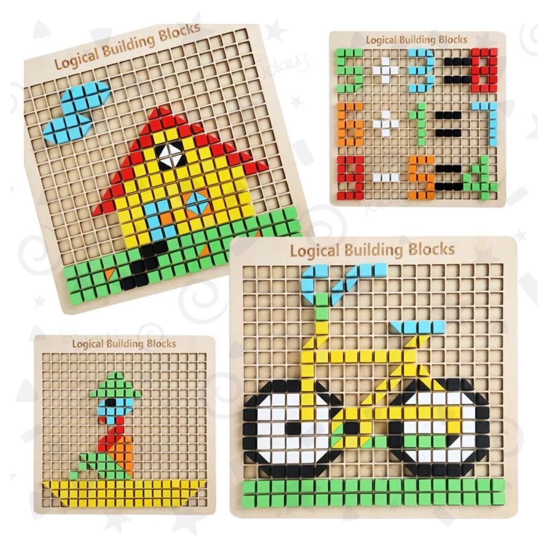 MOSAICO PIXELES EN MADERA
