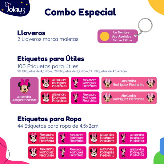 COMBO ETIQUETAS PARA ROPA Y UTILES 12