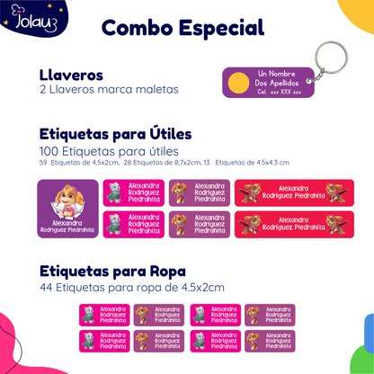 COMBO ETIQUETAS PARA ROPA Y UTILES 14