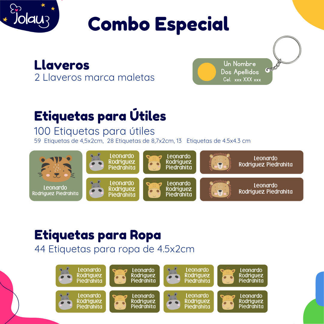COMBO ETIQUETAS PARA ROPA Y UTILES 16