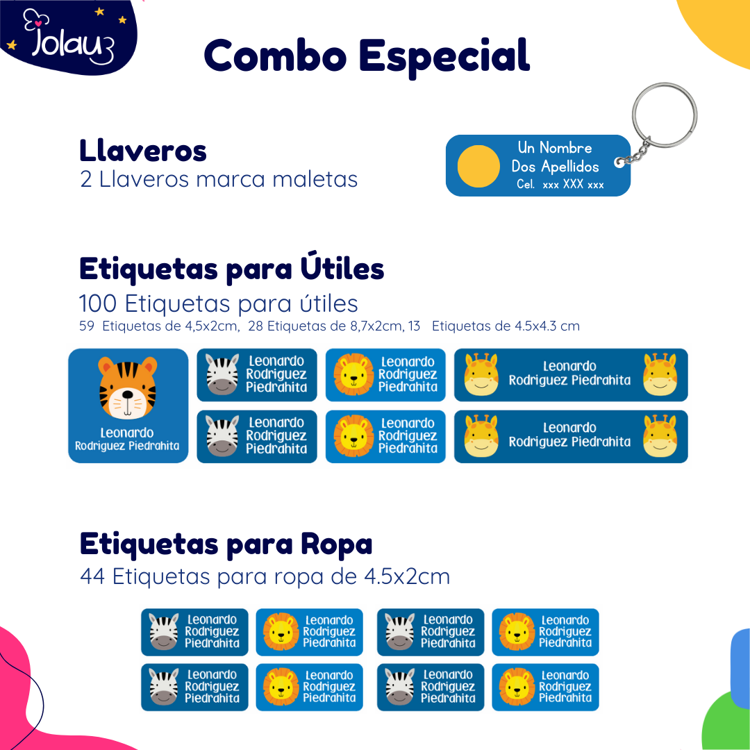 COMBO ETIQUETAS PARA ROPA Y UTILES 19