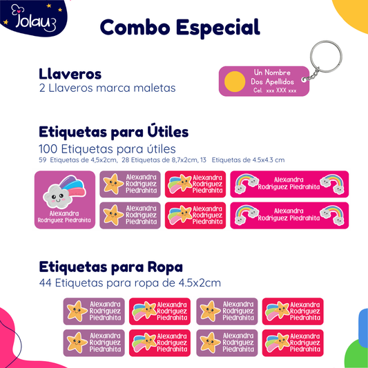 COMBO ETIQUETAS PARA ROPA Y UTILES 33