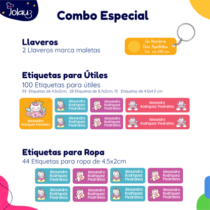 COMBO ETIQUETAS PARA ROPA Y UTILES 41