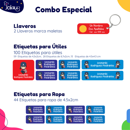 COMBO ETIQUETAS PARA ROPA Y UTILES 43
