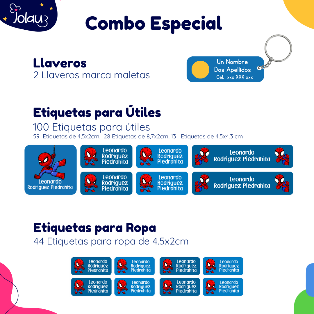 COMBO ETIQUETAS PARA ROPA Y UTILES 53