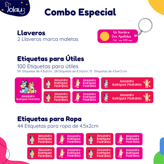 COMBO ETIQUETAS PARA ROPA Y UTILES 60