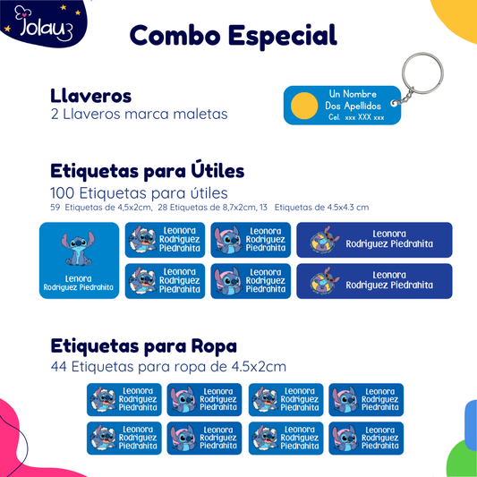 COMBO ETIQUETAS PARA ROPA Y UTILES 72