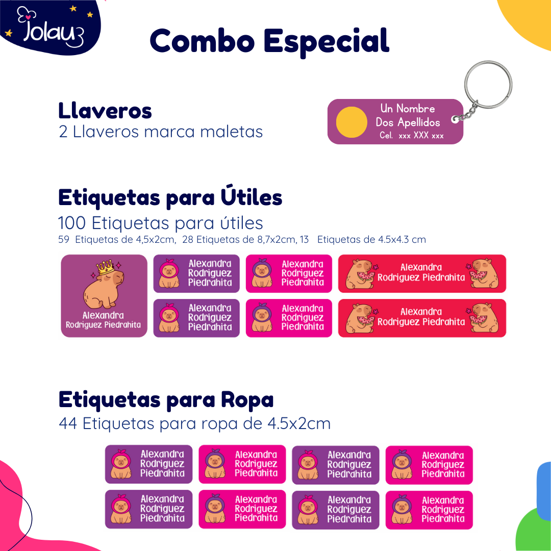 COMBO ETIQUETAS PARA ROPA Y UTILES 75