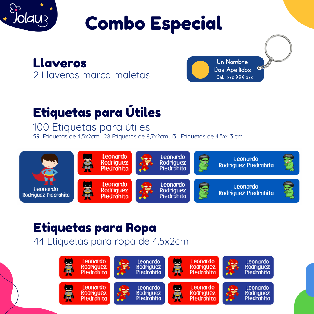 COMBO ETIQUETAS PARA ROPA Y UTILES 07