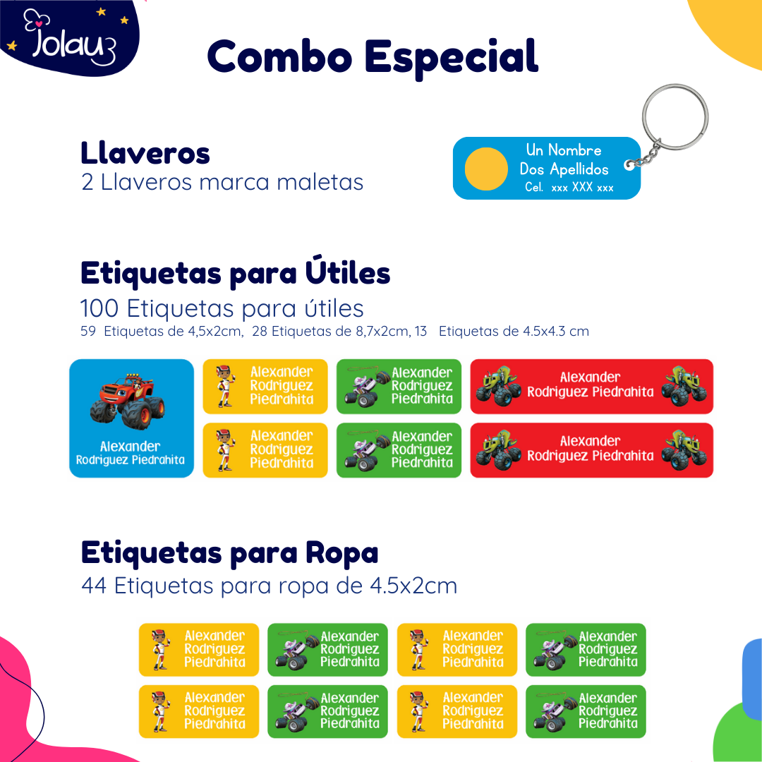 COMBO ETIQUETAS PARA ROPA Y UTILES 09